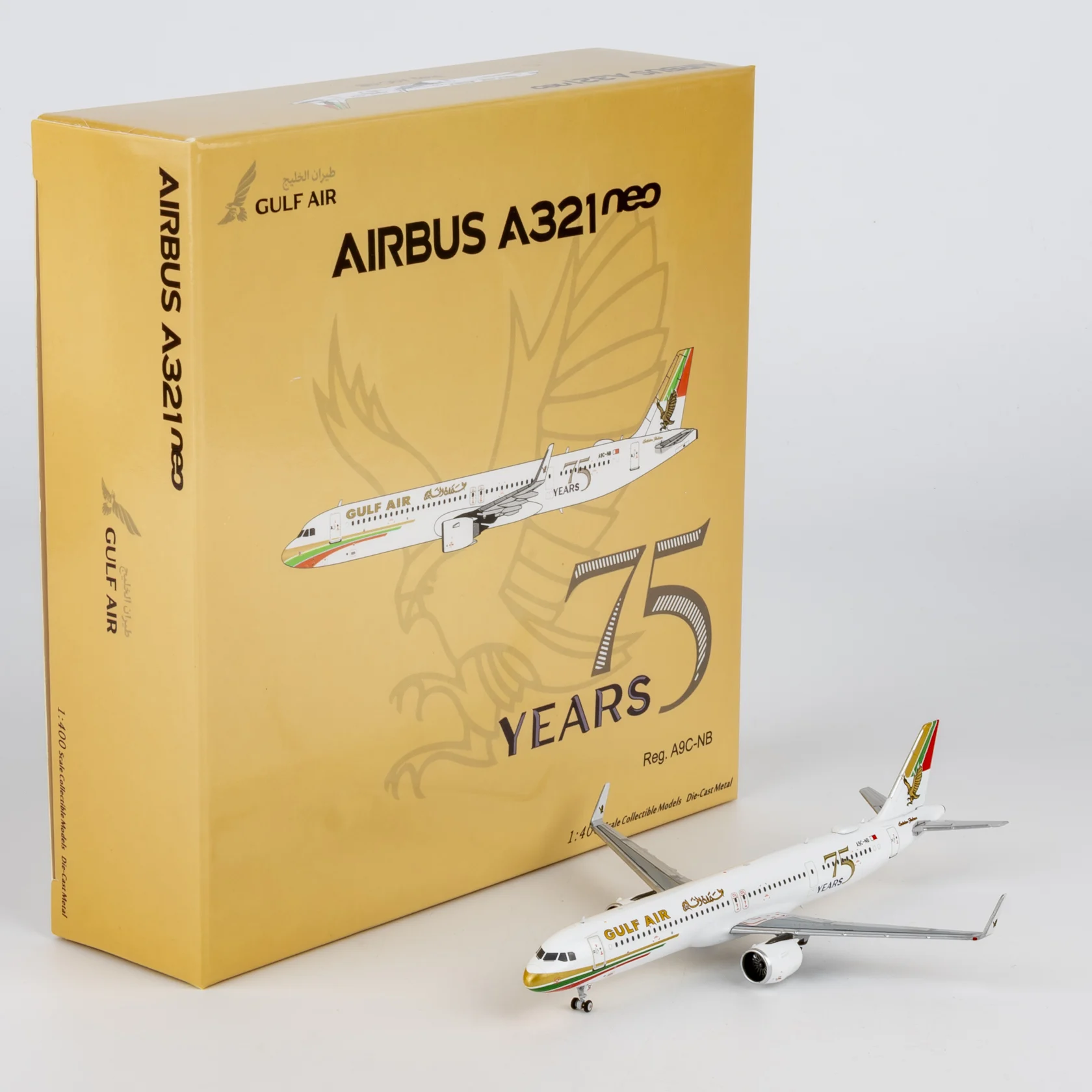 Collectible Diecast Aircraft Model Airbus A321neo 13145 [75th Anniversary livery] NG Models 1:400 Gulf Air Reg: A9C-NB