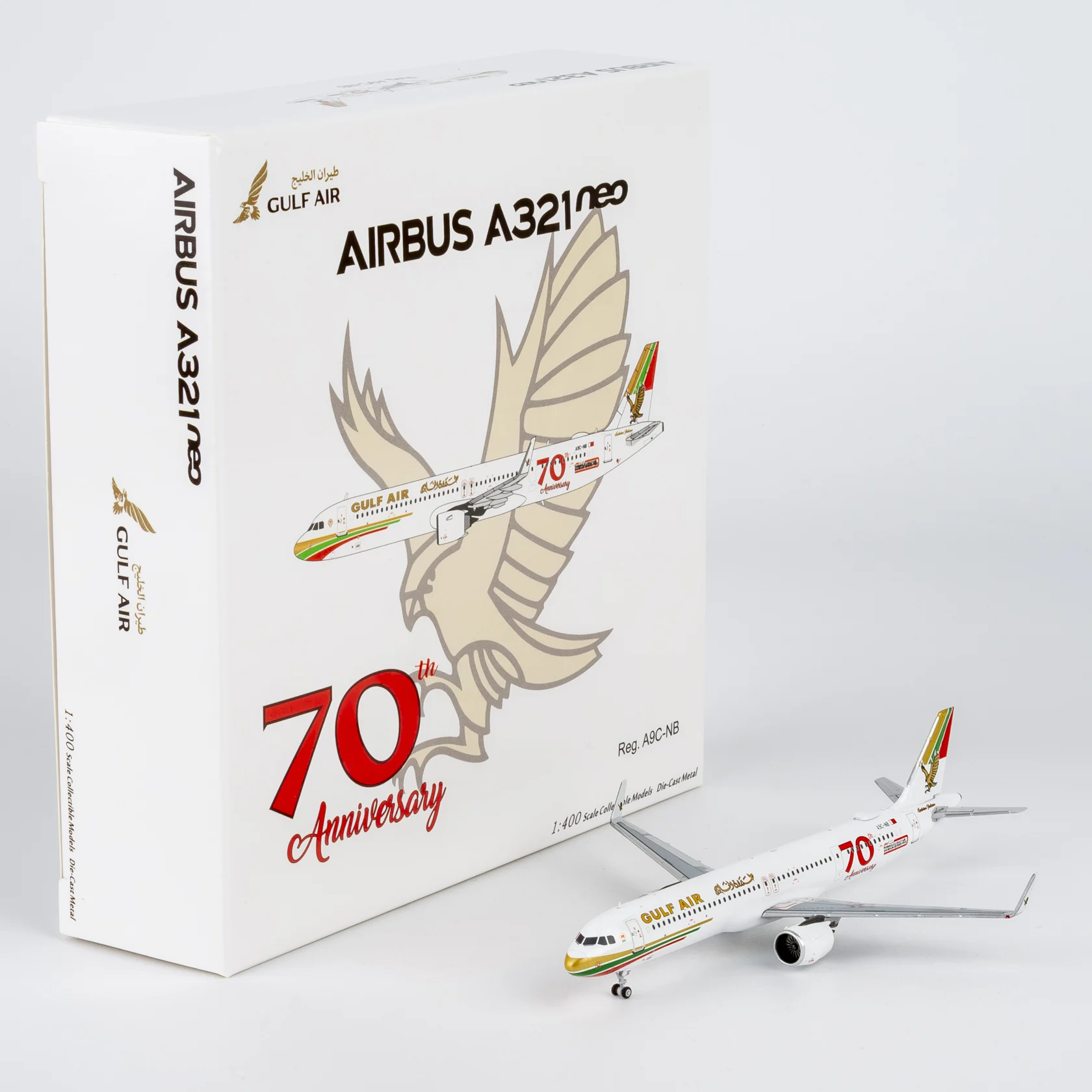 Collectible Diecast Aircraft Model Airbus A321neo 13146 [70th Anniversary livery] NG Models 1:400 Gulf Air Reg: A9C-NB