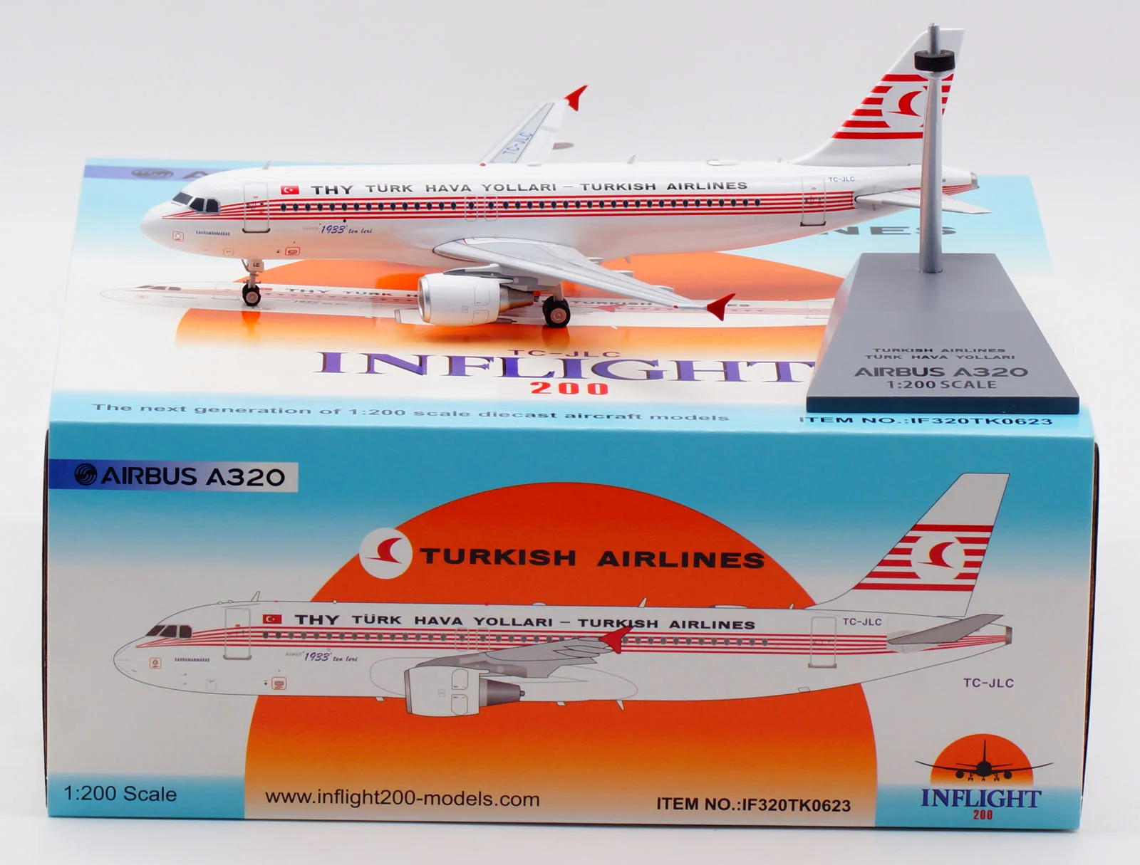 Collectible Diecast Aircraft Model Airbus A320 IF320TK0623 INFLIGHT 1:200 Turkish Airlines Reg: TC-JLC