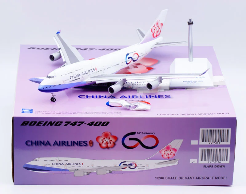 Collectible Diecast Aircraft Model Boeing B747-400 XX20093A JC Wings 1:200 China Airlines Reg: B-18210 Flaps Down