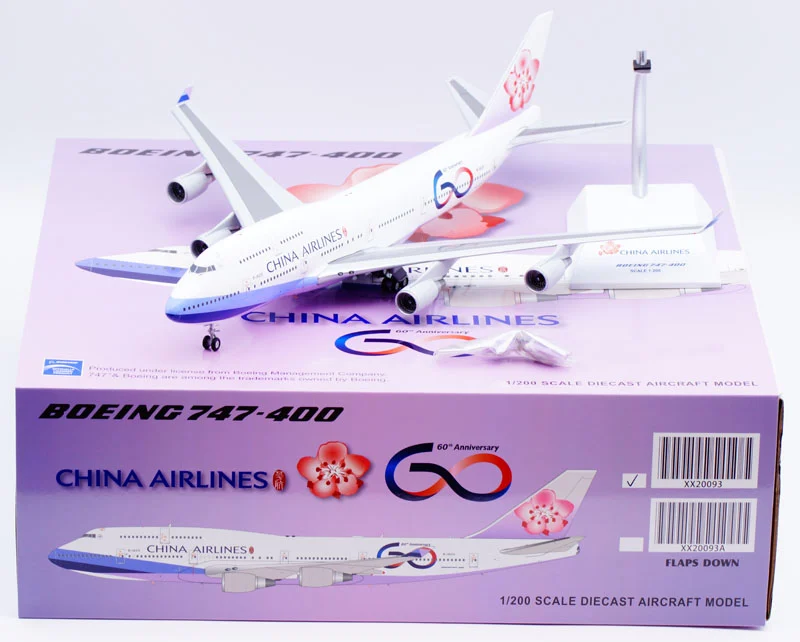 Collectible Diecast Aircraft Model Boeing B747-400 XX20093 JC Wings 1:200 China Airlines Reg: B-18210