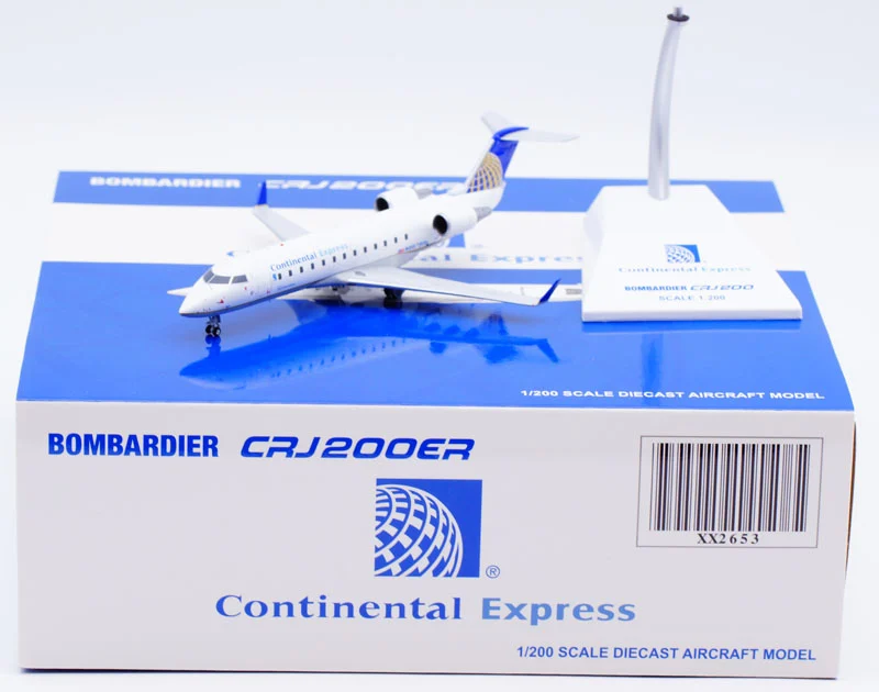 Collectible Diecast Aircraft Model Bombardier CRJ-200ER XX2653 Wings 1:200 Continental Express Reg: N667BR