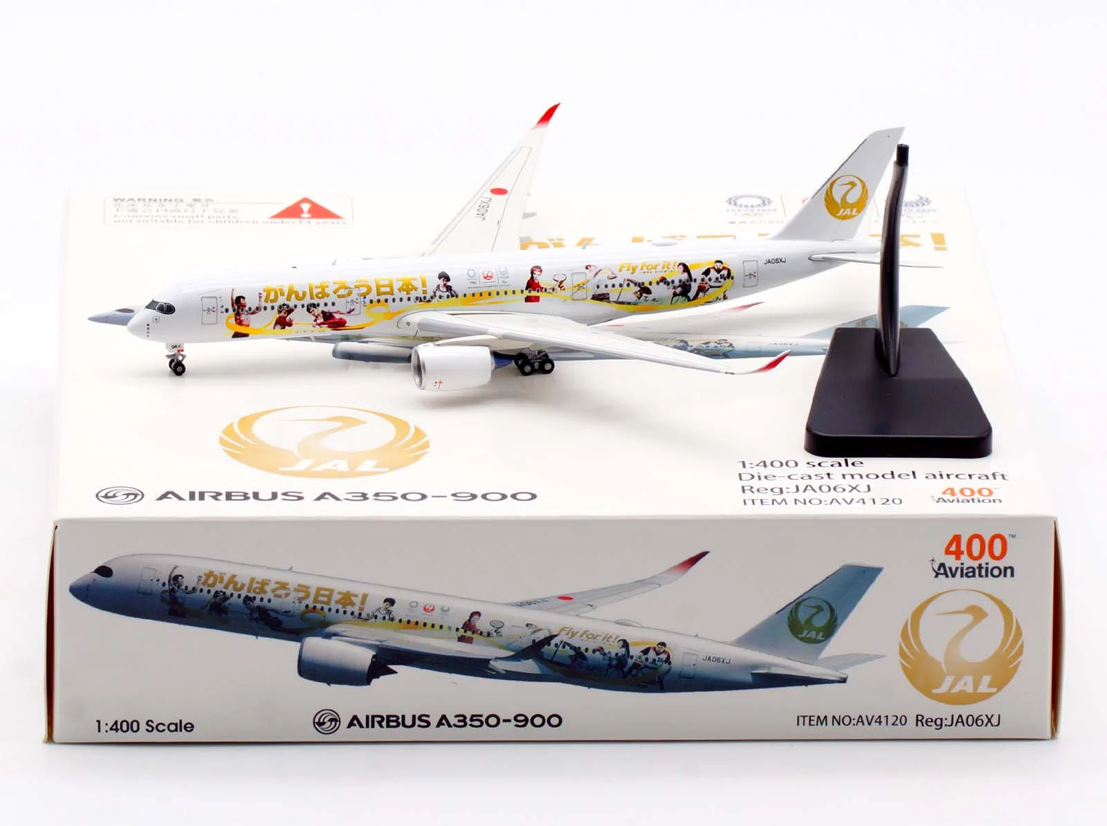 Collectible Diecast Aircraft Model Airbus A350-900 AV4120 Aviation 1:400 Japan Airlines JAL Reg: JA06XJ