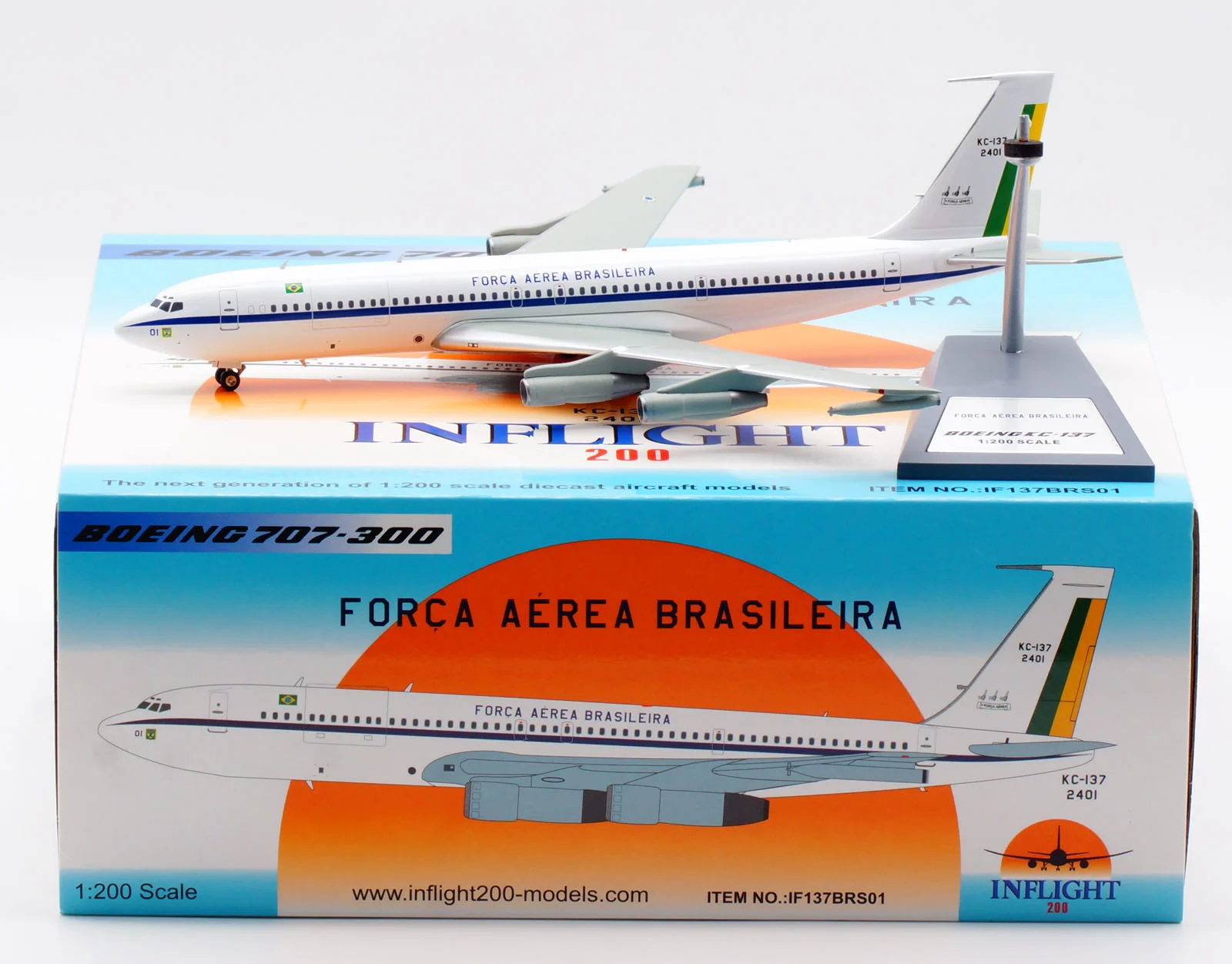 Collectible Diecast Aircraft Model Boeing B707-300 IF137BRS01 INFLIGHT 1:200 BRAZIL AIR FORCE Reg: 2401