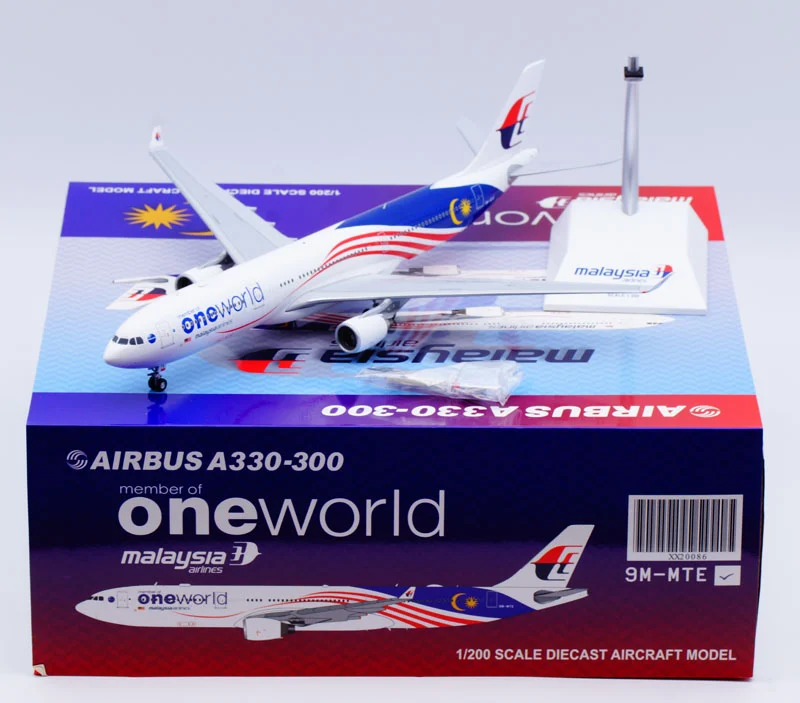 Collectible Diecast Aircraft Model Airbus A330-300 XX20086 JC Wings 1:200 Malaysia Airlines Reg: 9M-MTE