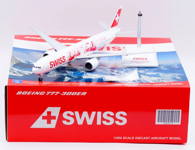 Collectible Diecast Aircraft Model Boeing B777-300 XX20038 JC Wings 1:200 SWISS Airlines Reg: HB-JNA