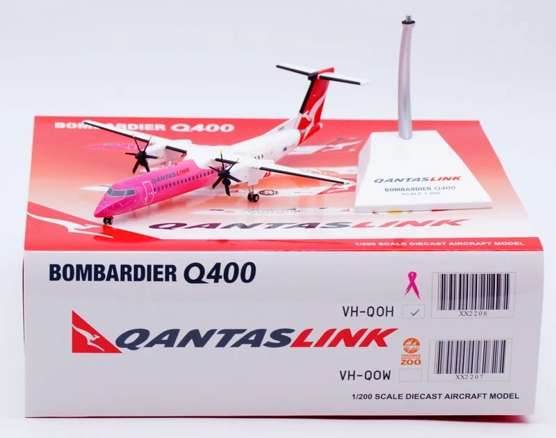 Collectible Diecast Aircraft Model Bombardier Dash8-Q400 XX2206 JC Wings 1:200 QantasLink Reg: VH-QOH