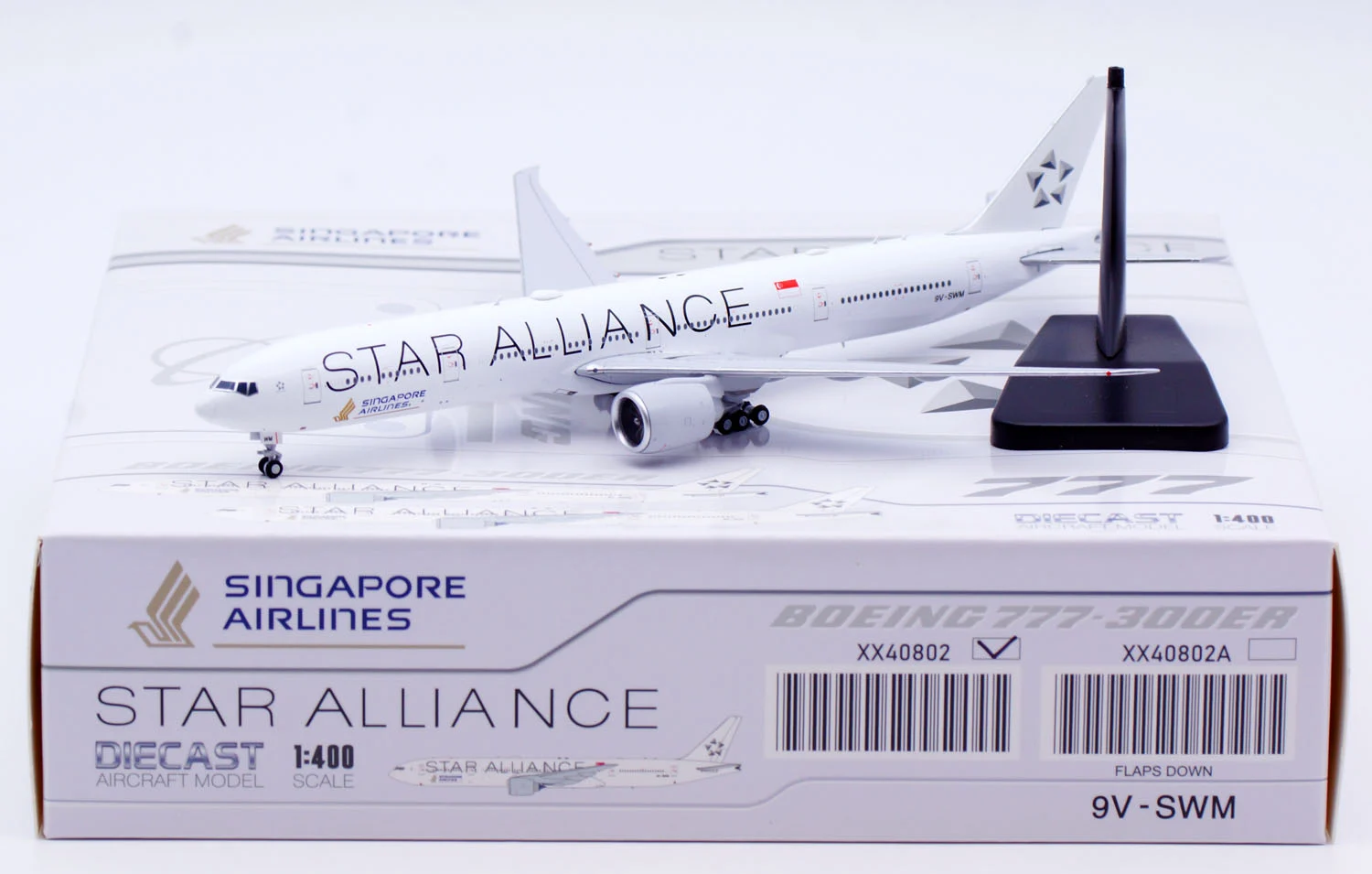 Collectible Diecast Aircraft Model Boeing B777-300ER XX40802 JC Wings 1:400 Singapore Airlines Reg: 9V-SWM