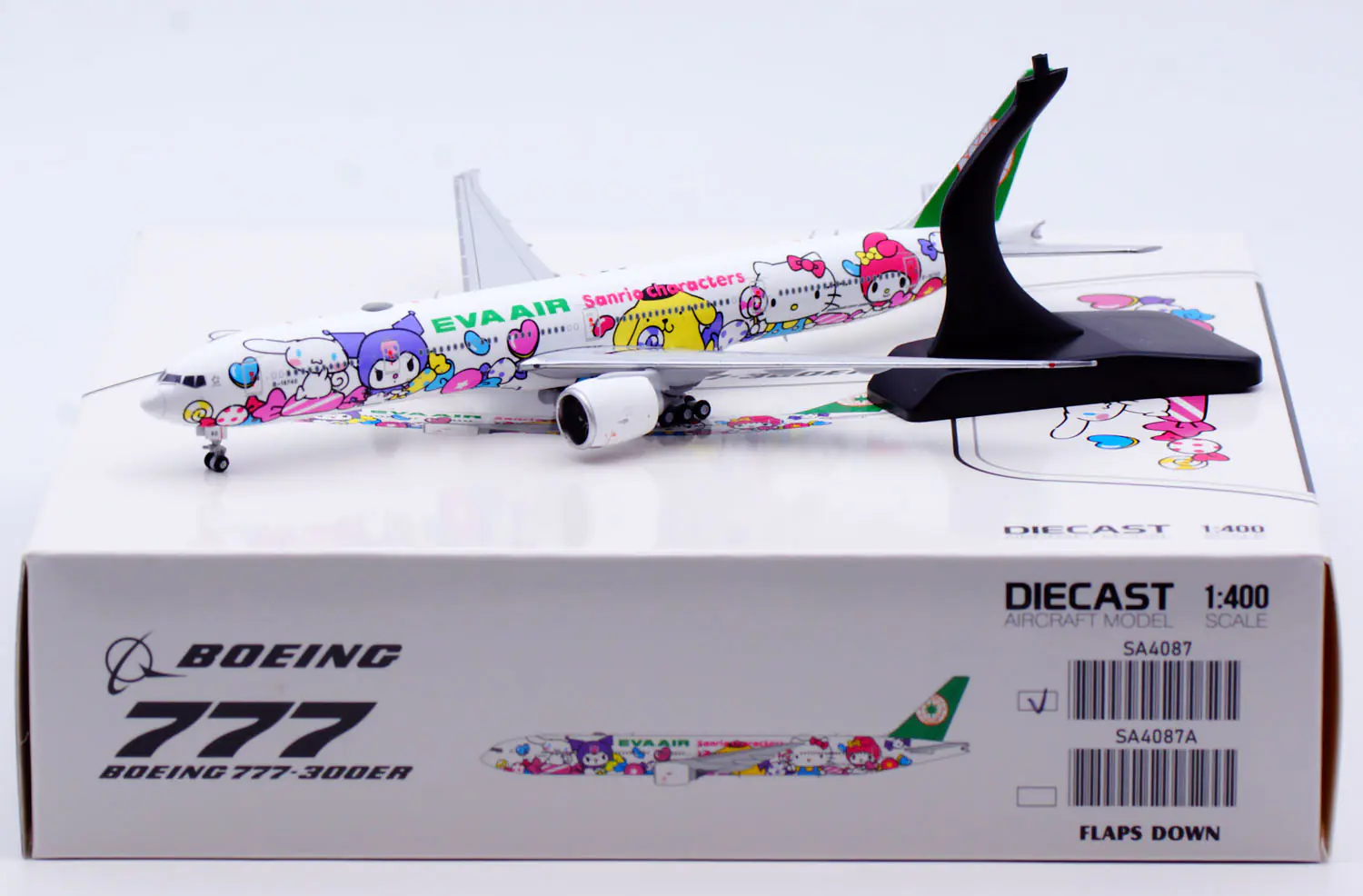 Collectible Diecast Aircraft Model Boeing B777-300ER [Lolly Jet]  SA4087 JC Wings 1:400 Eva Air Reg: B-16740