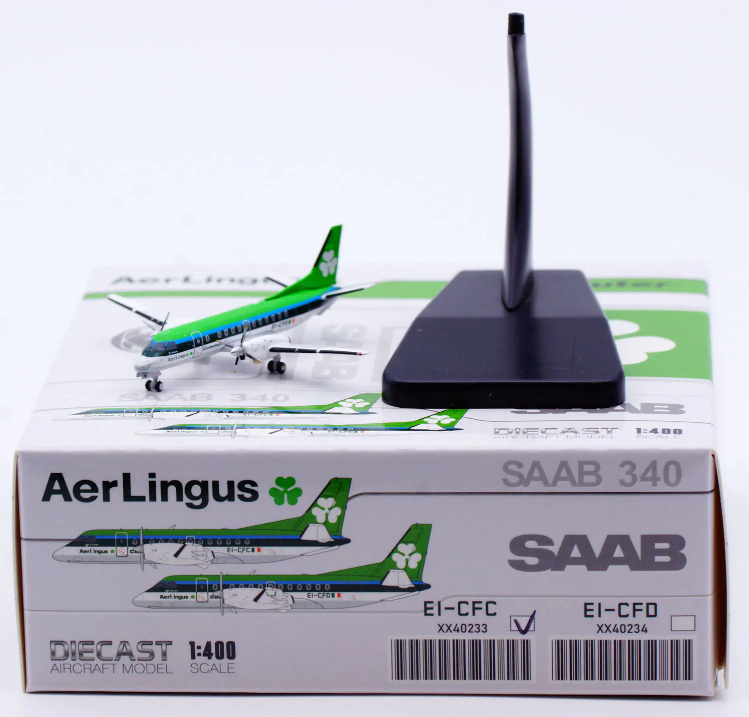 Collectible Diecast Aircraft Model Saab 340B XX40233 JC Wings 1:400 Aer Lingus Commuter Reg: EI-CFC