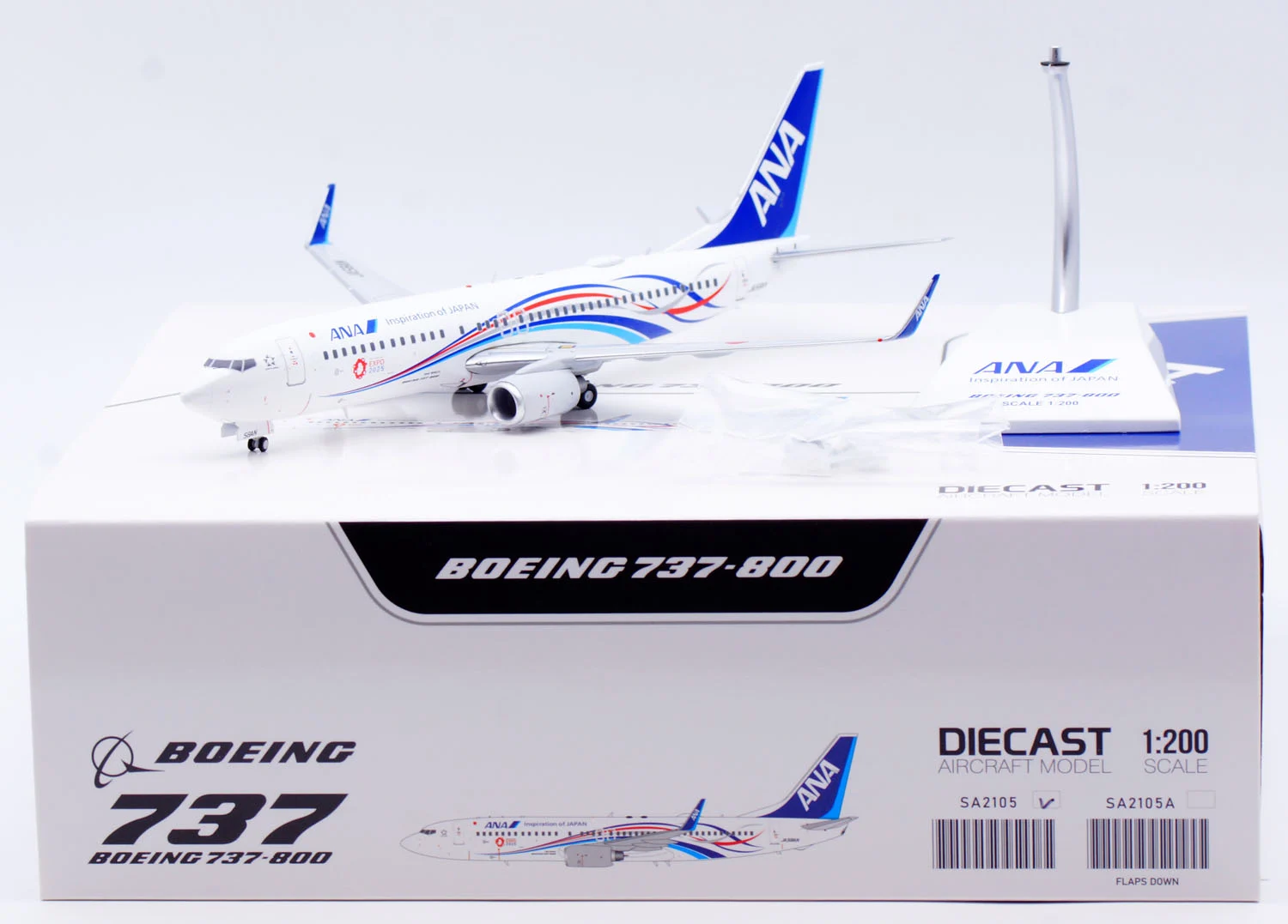 Collectible Diecast Aircraft Model Boeing B737-800 SA2105 JC Wings 1:200 ANA All Nippon Airways [Expo 2025] Reg: JA58AN
