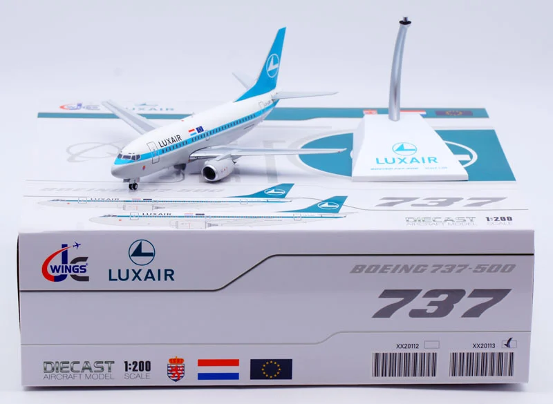 Collectible Diecast Aircraft Model Boeing B737-500 XX20113 JC Wings 1:200 Luxair Reg: LX-LGO