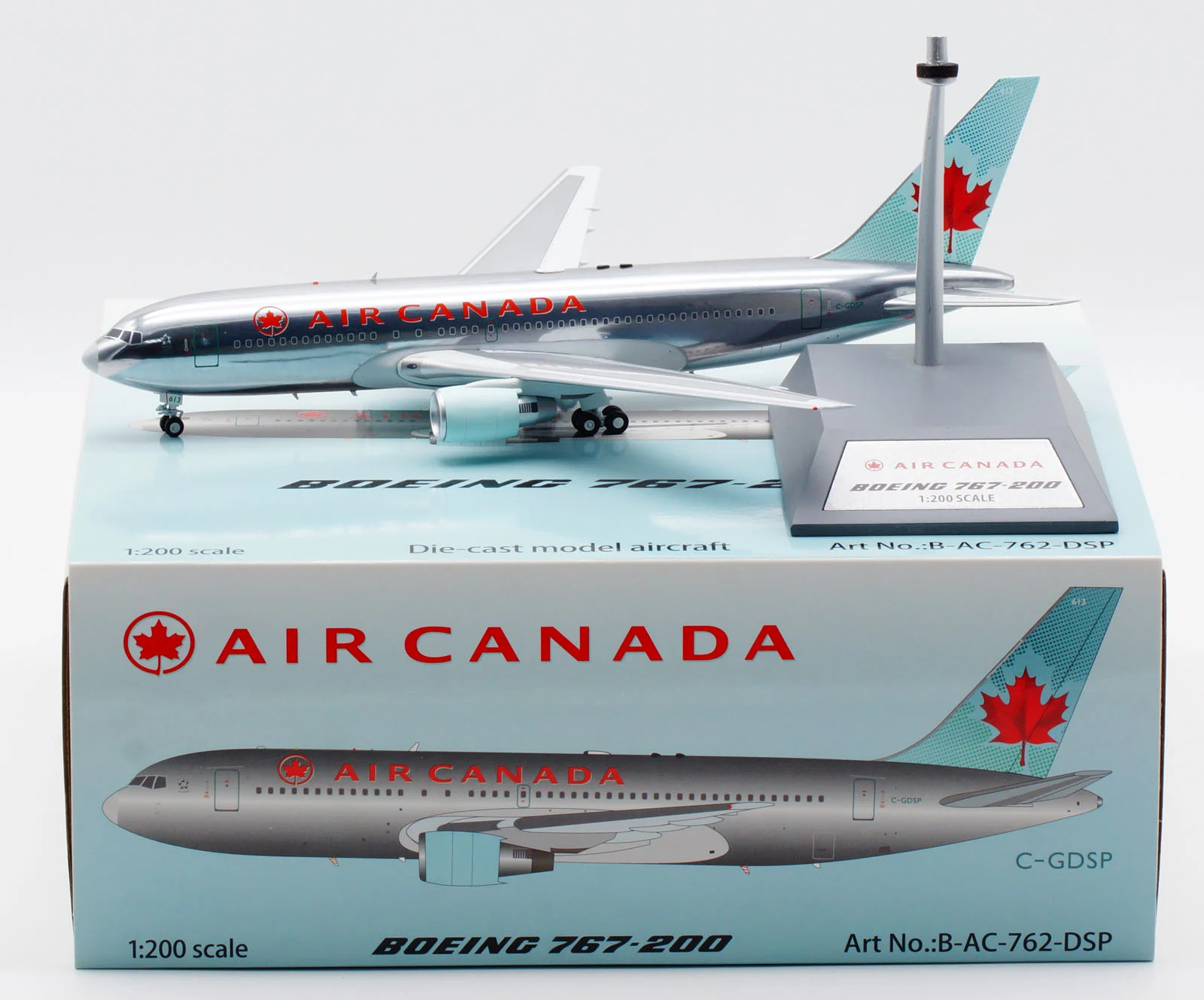 Collectible Diecast Aircraft Model Boeing B767-200ER B-AC-762-DSP B-Models 1:200 Air Canada Reg: C-GDSP