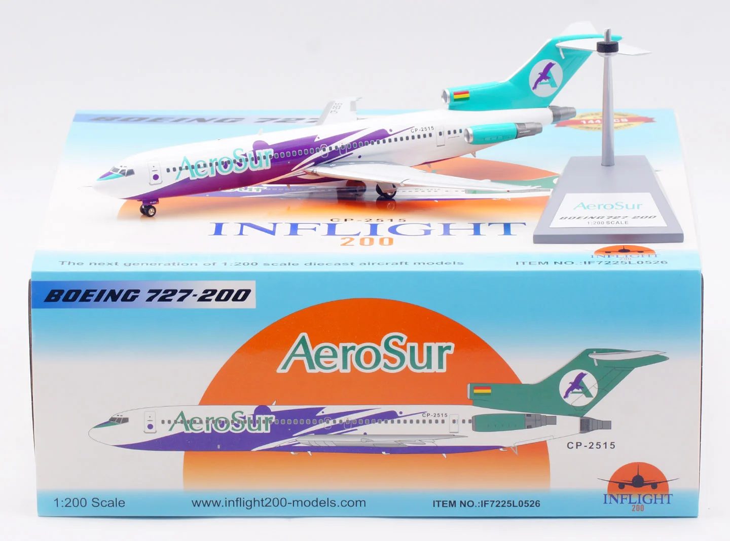 Collectible Diecast Aircraft Model Boeing B727-200 IF7225L0526 INFLIGHT 1:200 AeroSur Airlines Reg: CP-2515