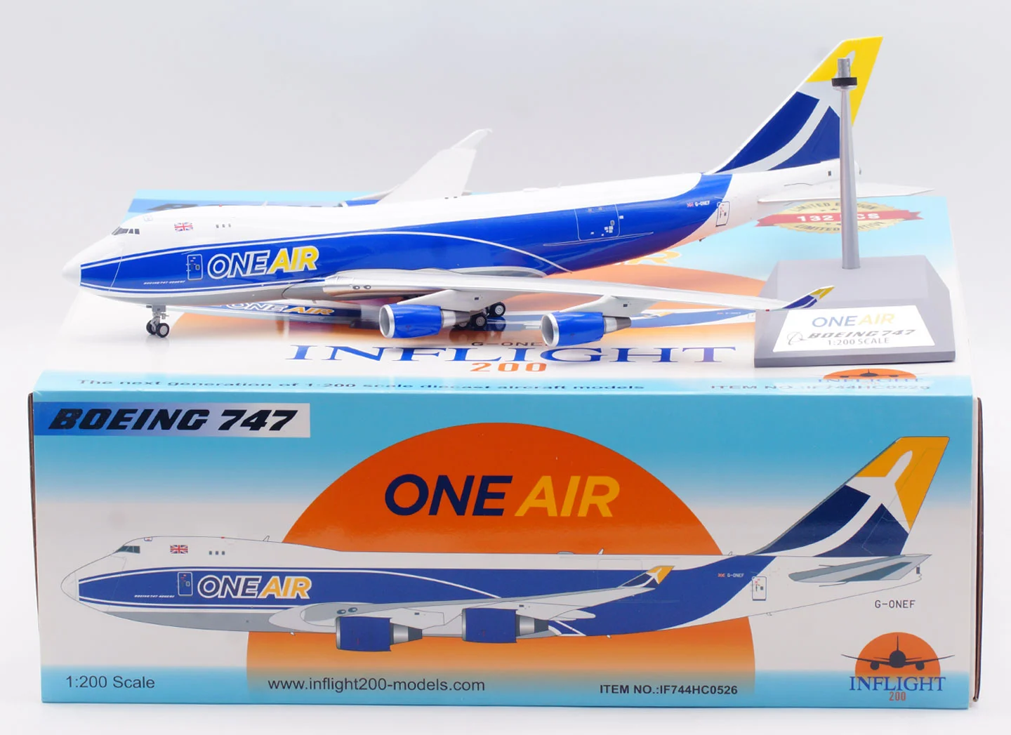 Collectible Diecast Aircraft Model Boeing B747 IF744HC0526 Inflight 1:200 ONE AIR Reg: G-ONEF