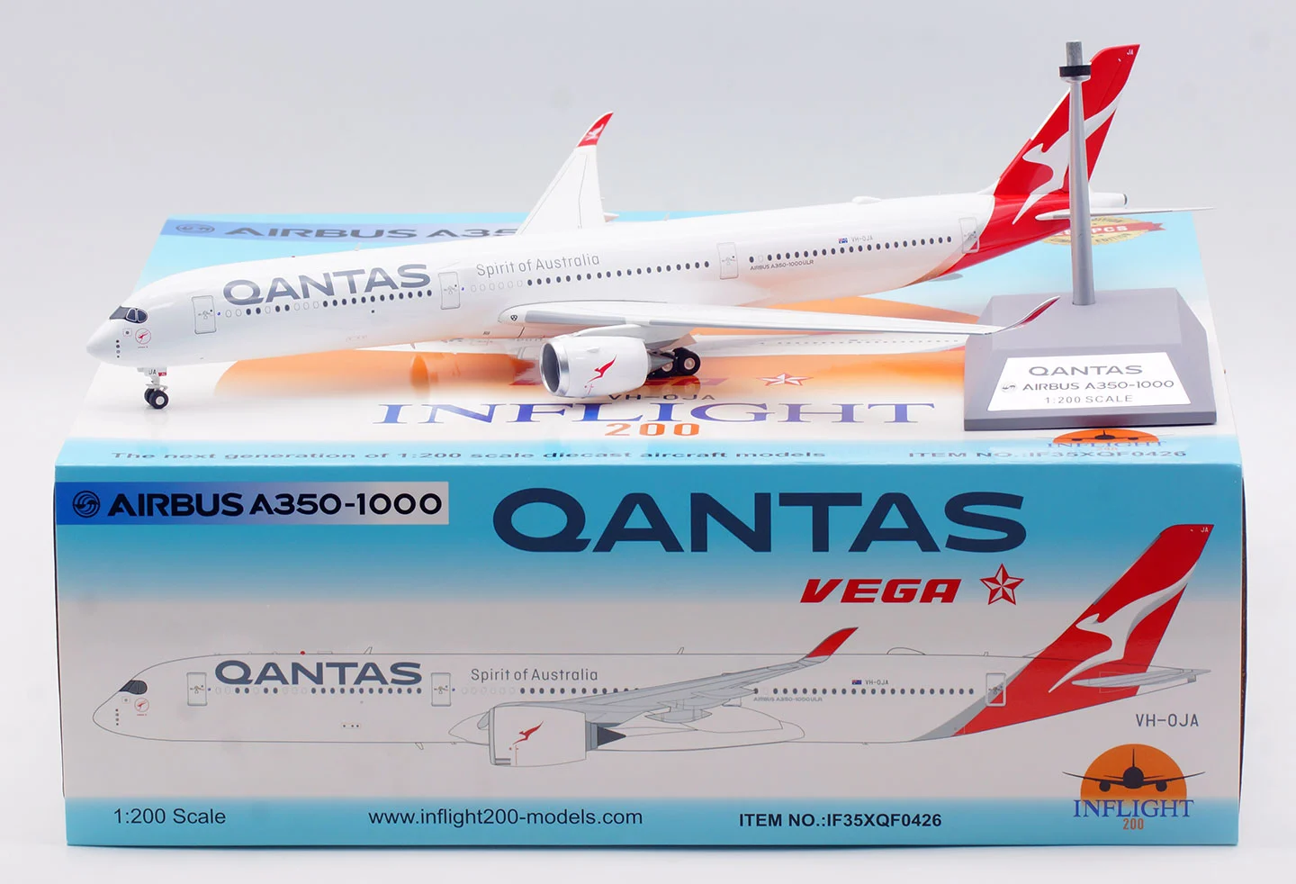 Collectible Diecast Aircraft Model Airbus A350-1000 IF35XQF0426 INFLIGHT 1:200 QANTAS AIRWAYS Reg: VH-OJA