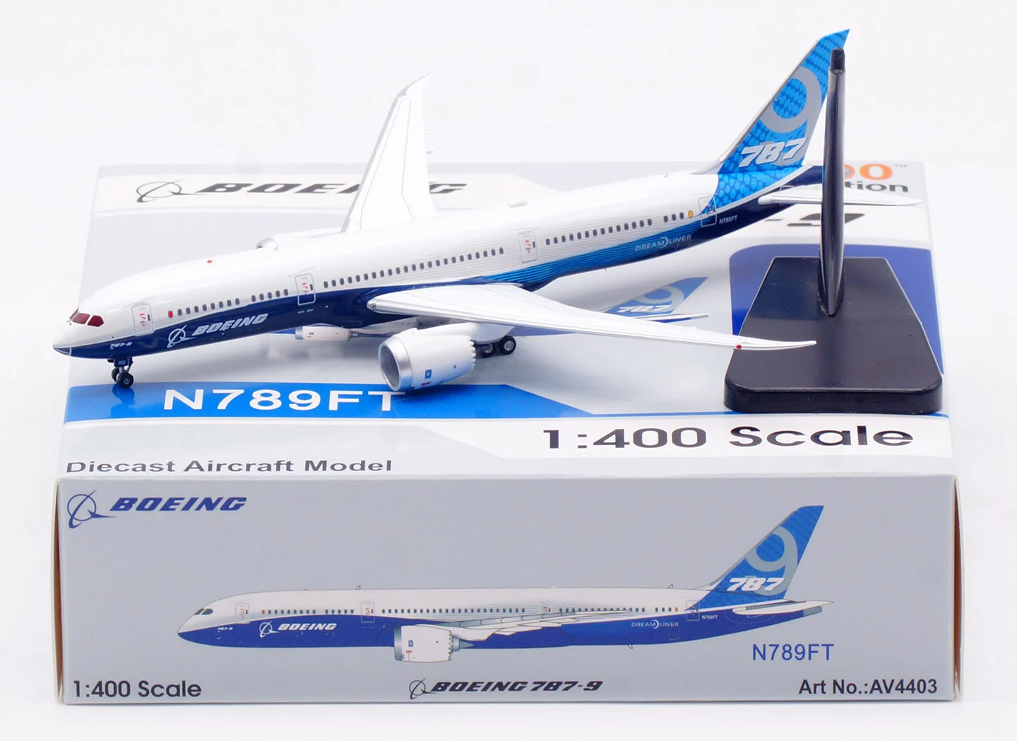 Collectible Diecast Aircraft Model Boeing B787-9 AV4403 Aviation 1:400 House Color Reg: N789FT