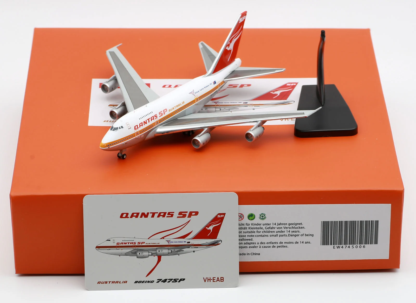 Collectible Diecast Aircraft Model Boeing B747SP EW474S006 JC Wings 1:400 Qantas Airlines Reg: VH-EAB