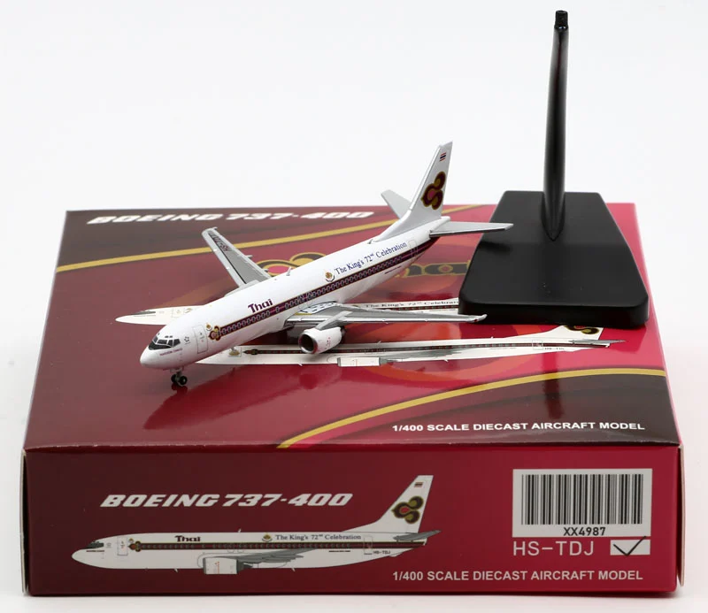 Collectible Diecast Aircraft Model Boeing B737-400 XX4987 JC Wings 1:400 Thai Airways 72th Reg: HS-TDJ