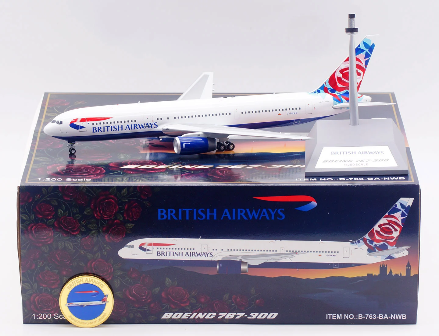 Collectible Diecast Aircraft Model Boeing B767-300 B-763-BA-NWB B-Models 1:200 BRITISH AIRWAYS Reg: G-BNWB
