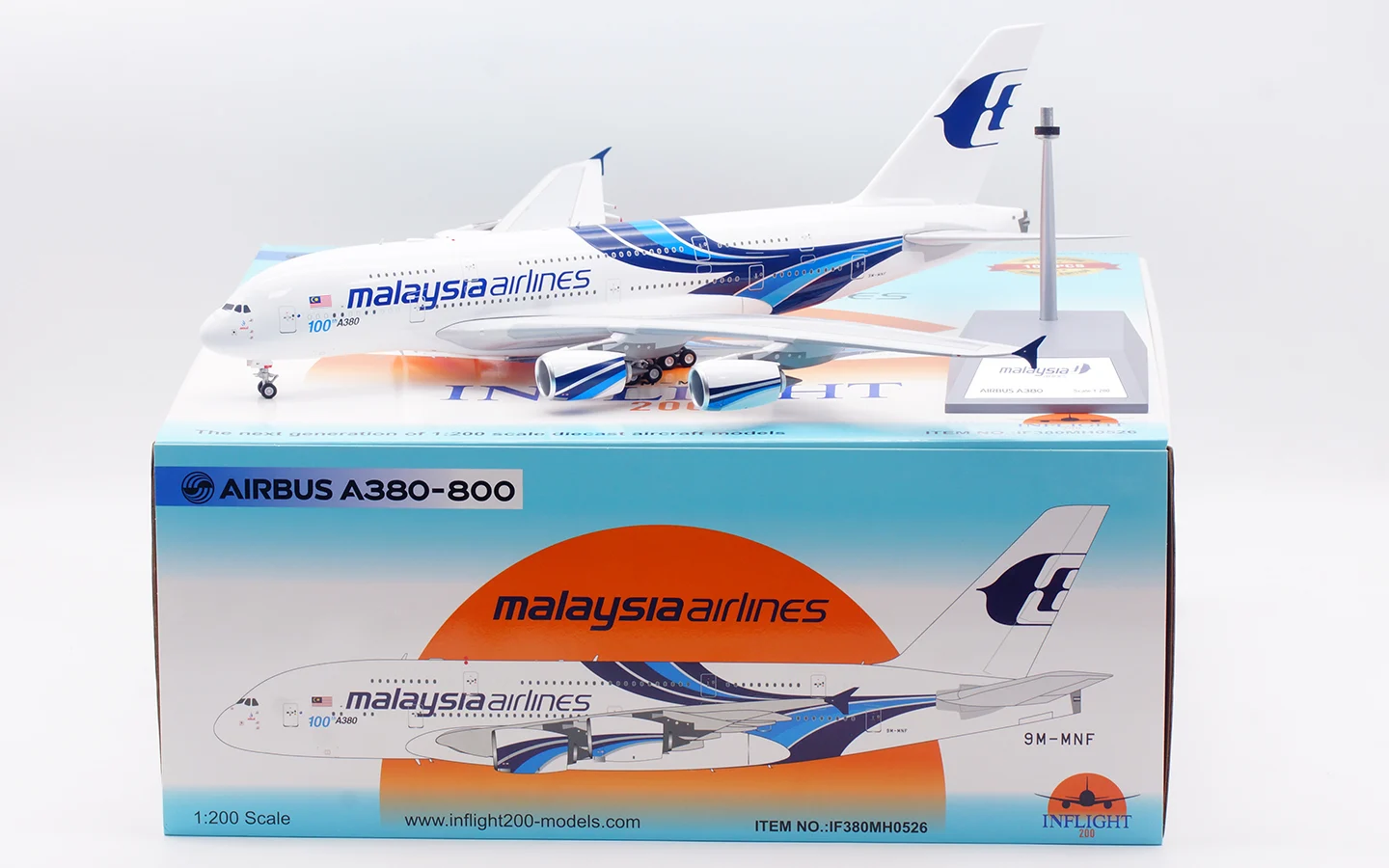 Collectible Diecast Aircraft Model Airbus A380-800 IF380MH0526 INFLIGHT 1:200 Malaysia Airlines Reg: 9M-MNF