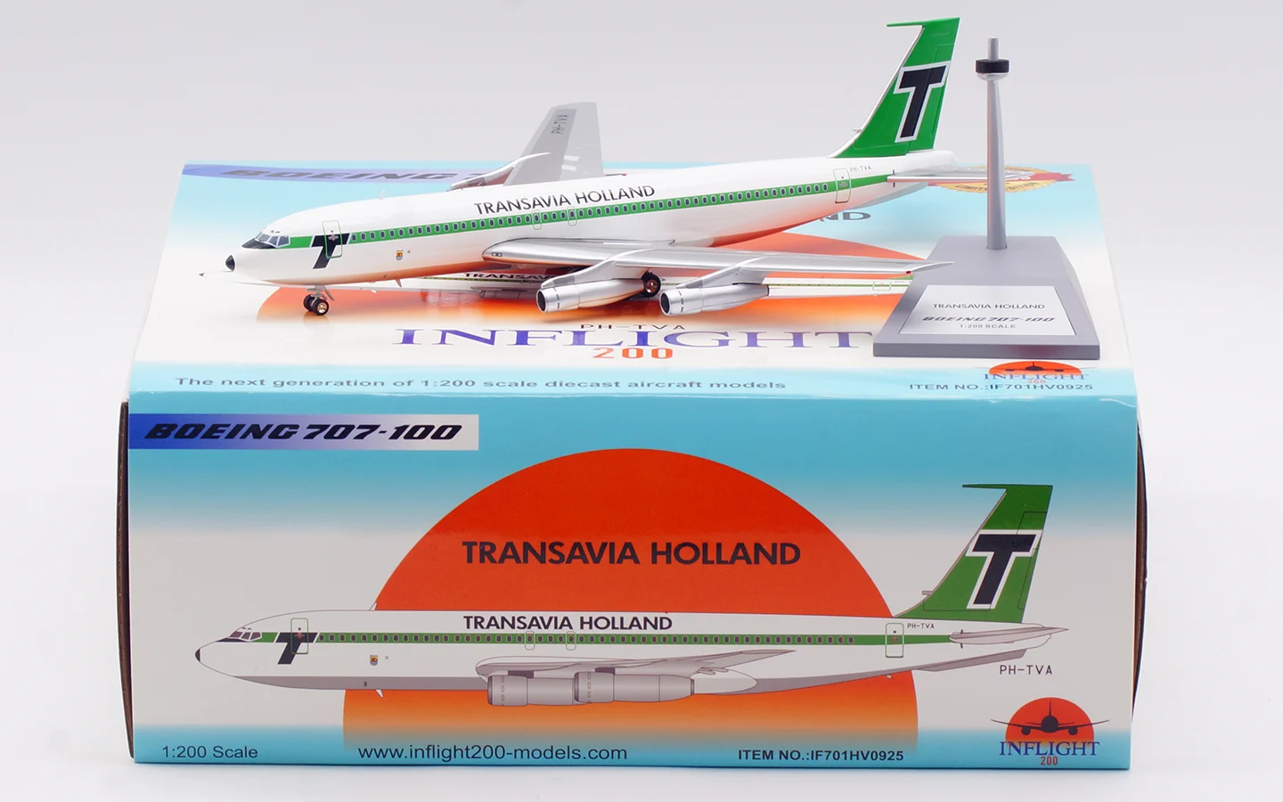 Collectible Diecast Aircraft Model Boeing B707-100 IF701HV0925 INFLIGHT 1:200 TRANSAVIA HOLLAND Reg: PH-TVA