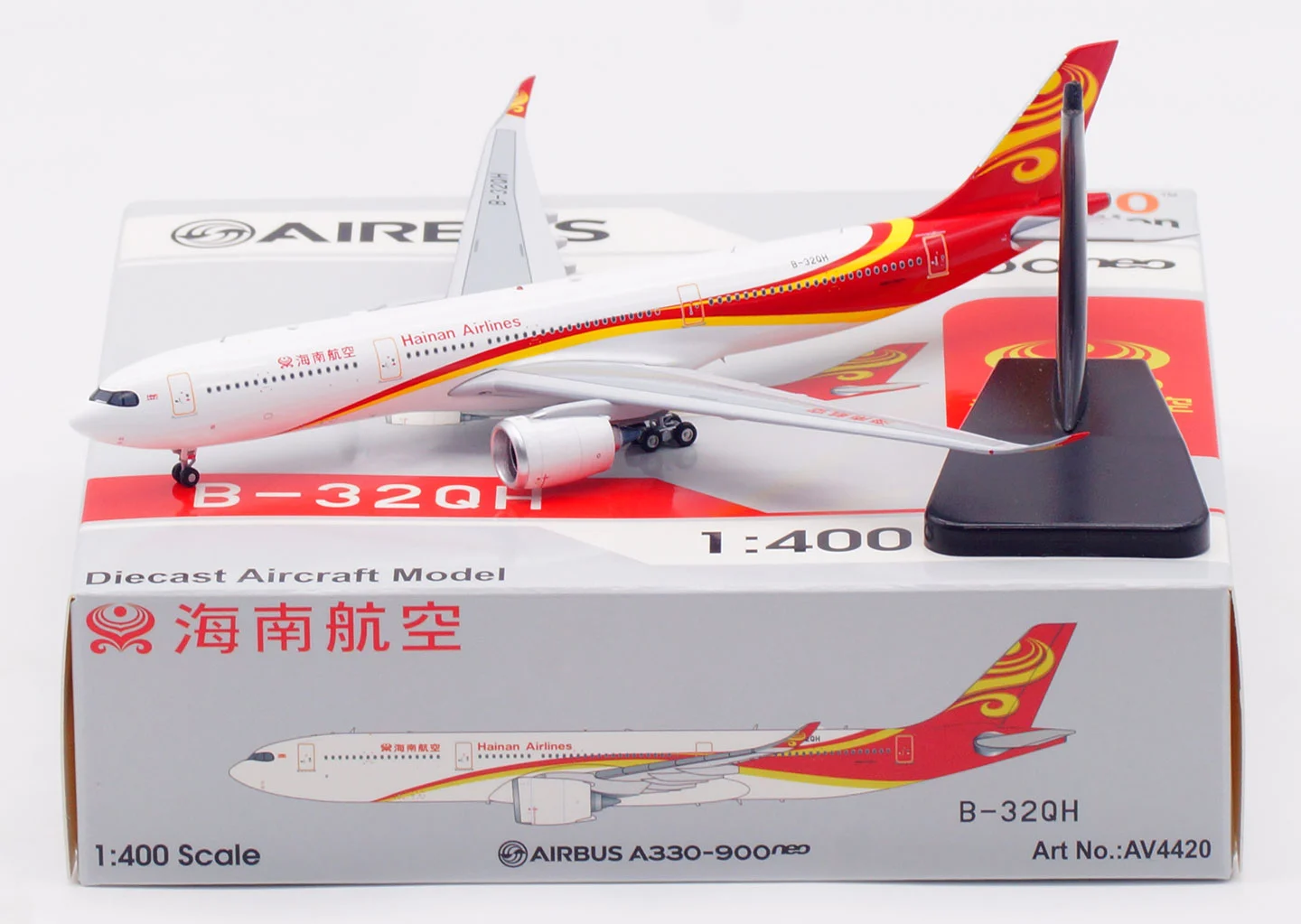 Collectible Diecast Aircraft Model Airbus A330-900neo AV4420 Aviation 1:400 Hainan Airlines Reg: B-32QH