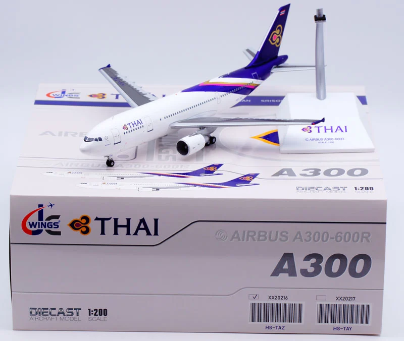 Collectible Diecast Aircraft Model Airbus A300-600R XX20216 JC Wings 1:200 Thai Airways Reg: HS-TAZ