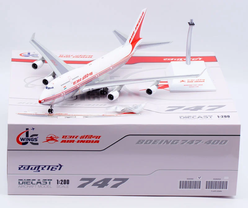 Collectible Diecast Aircraft Model Boeing B747-400 XX20202 [Polished] JC Wings 1:200 Air India Reg: VT-ESO