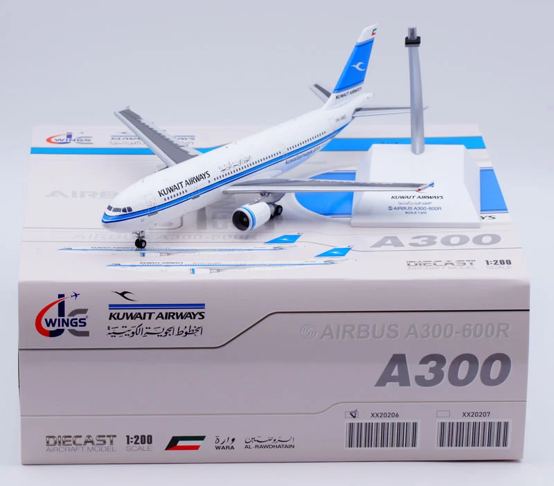Collectible Diecast Aircraft Model Airbus A300-600R XX20206 JC Wings 1:200 Kuwait Airways Reg: 9K-AMD