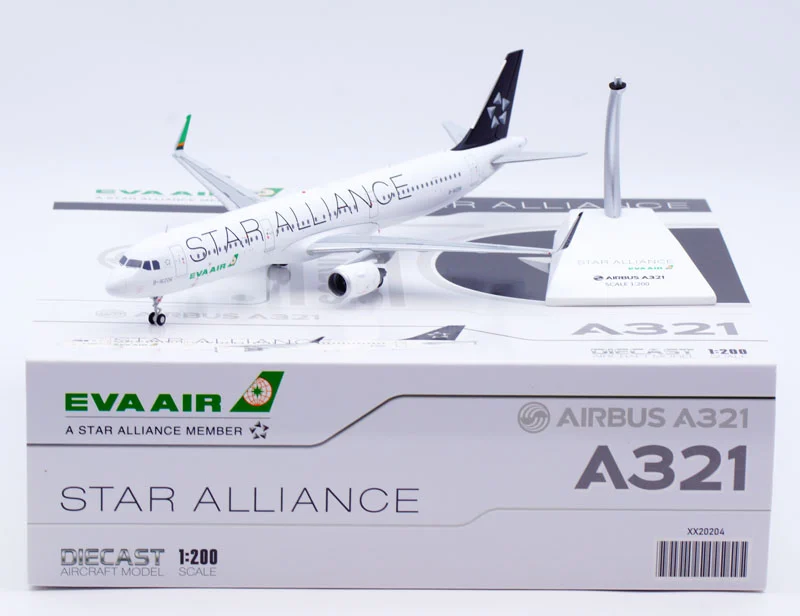 Collectible Diecast Aircraft Model Airbus A321 XX20204 JC Wings 1:200 Eva Air Reg: B-16206