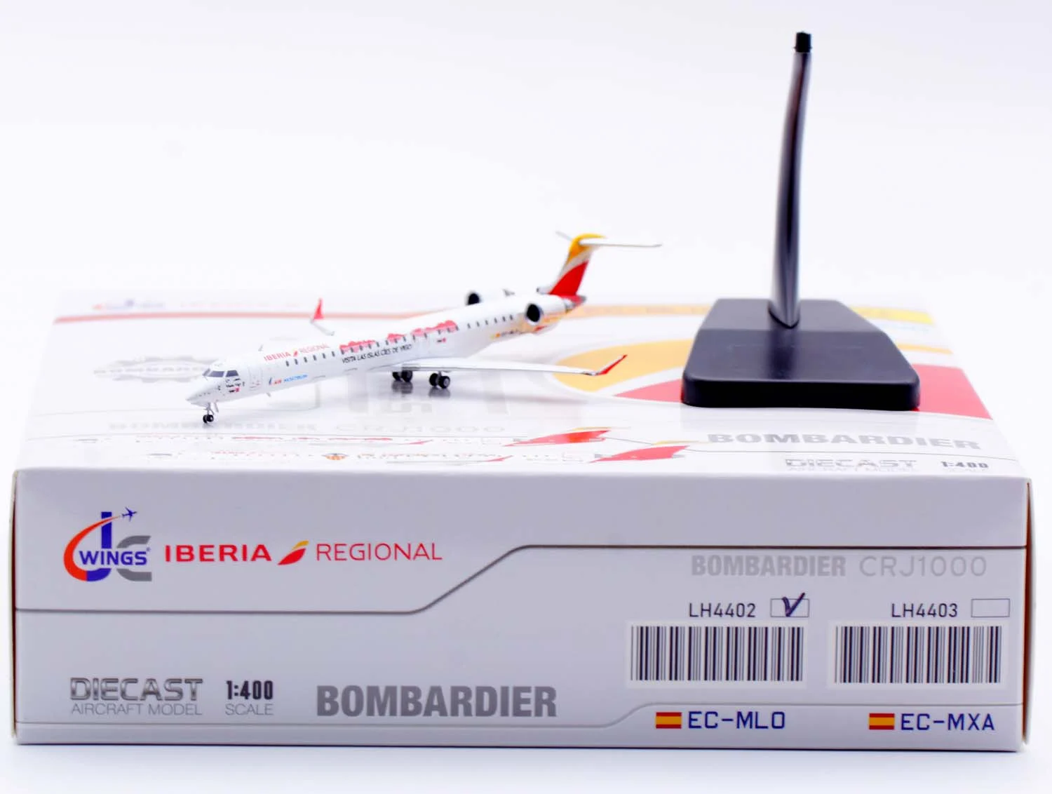 Collectible Diecast Aircraft Model Bombardier CRJ-1000 LH4402 JC Wings 1:400 Iberia Regional Reg: EC-MLO