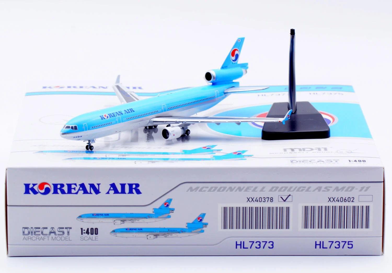 Collectible Diecast Aircraft Model McDonnell Gouglas MD-11 XX40378 JC Wings 1:400 Korean Air Reg: HL7373