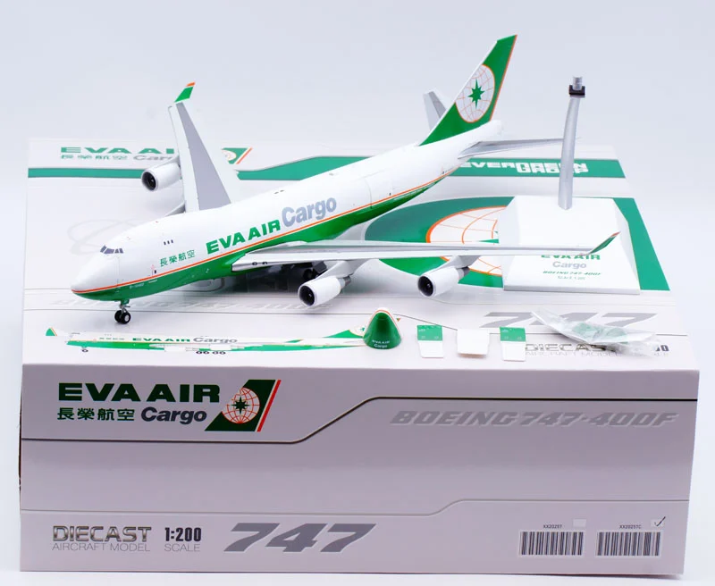 Collectible Diecast Aircraft Model Boeing B747-400F XX20257C JC Wings 1:200 EVA Air Cargo "Interactive Series" Reg: B-16482