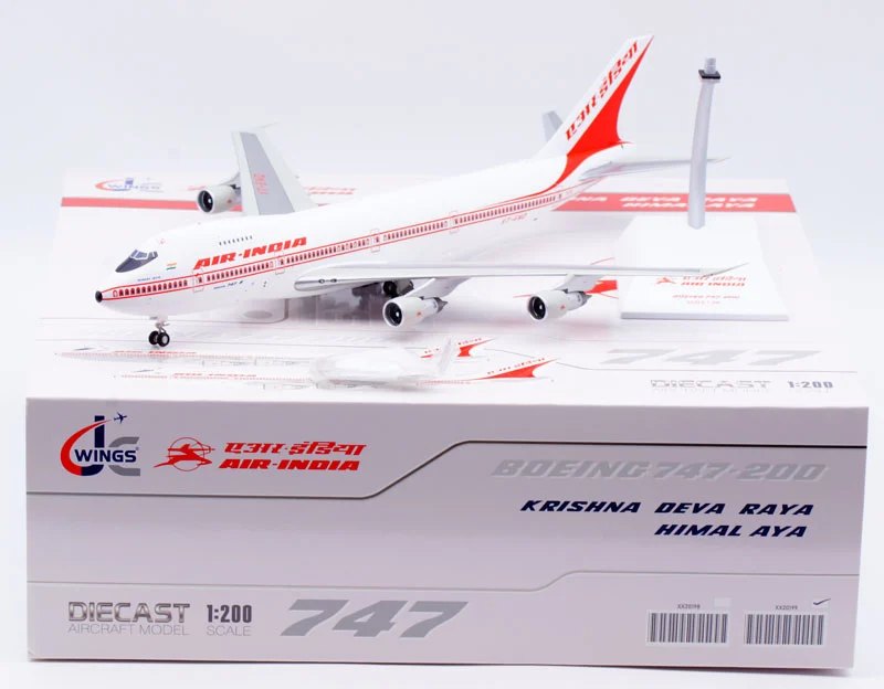 Collectible Diecast Aircraft Model Boeing B747-200 XX20199 JC Wings 1:200 Air India Reg: VT-ENQ