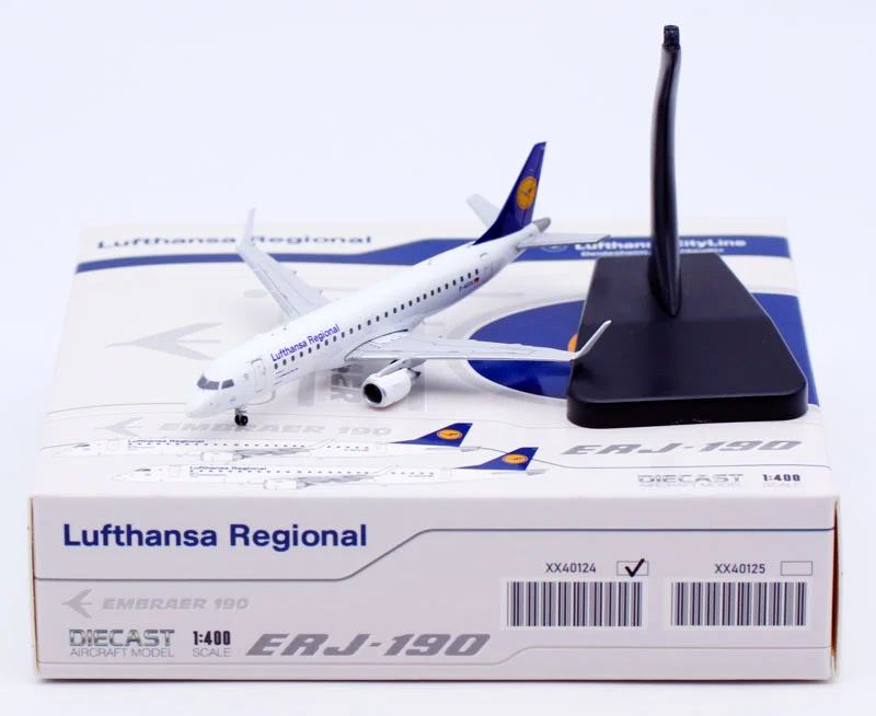 Collectible Diecast Aircraft Model EMBRAER ERJ-190LR XX40124 JC Wings 1:400 Lufthansa Regional Reg: D-AECA