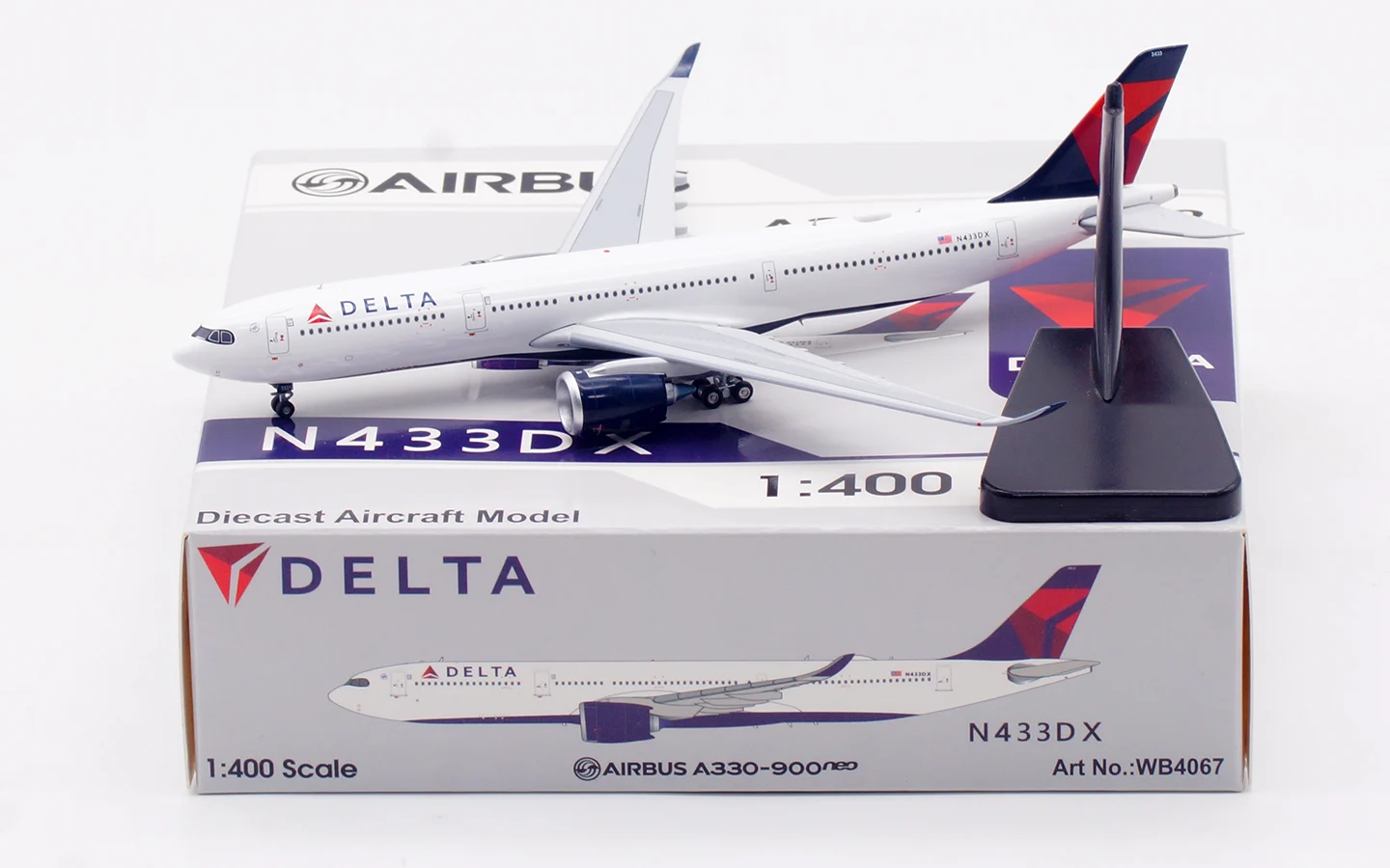 Collectible Diecast Aircraft Model Airbus A330-900neo WB4067 Aviation 1:400 Delta Air Lines Reg: N433DX