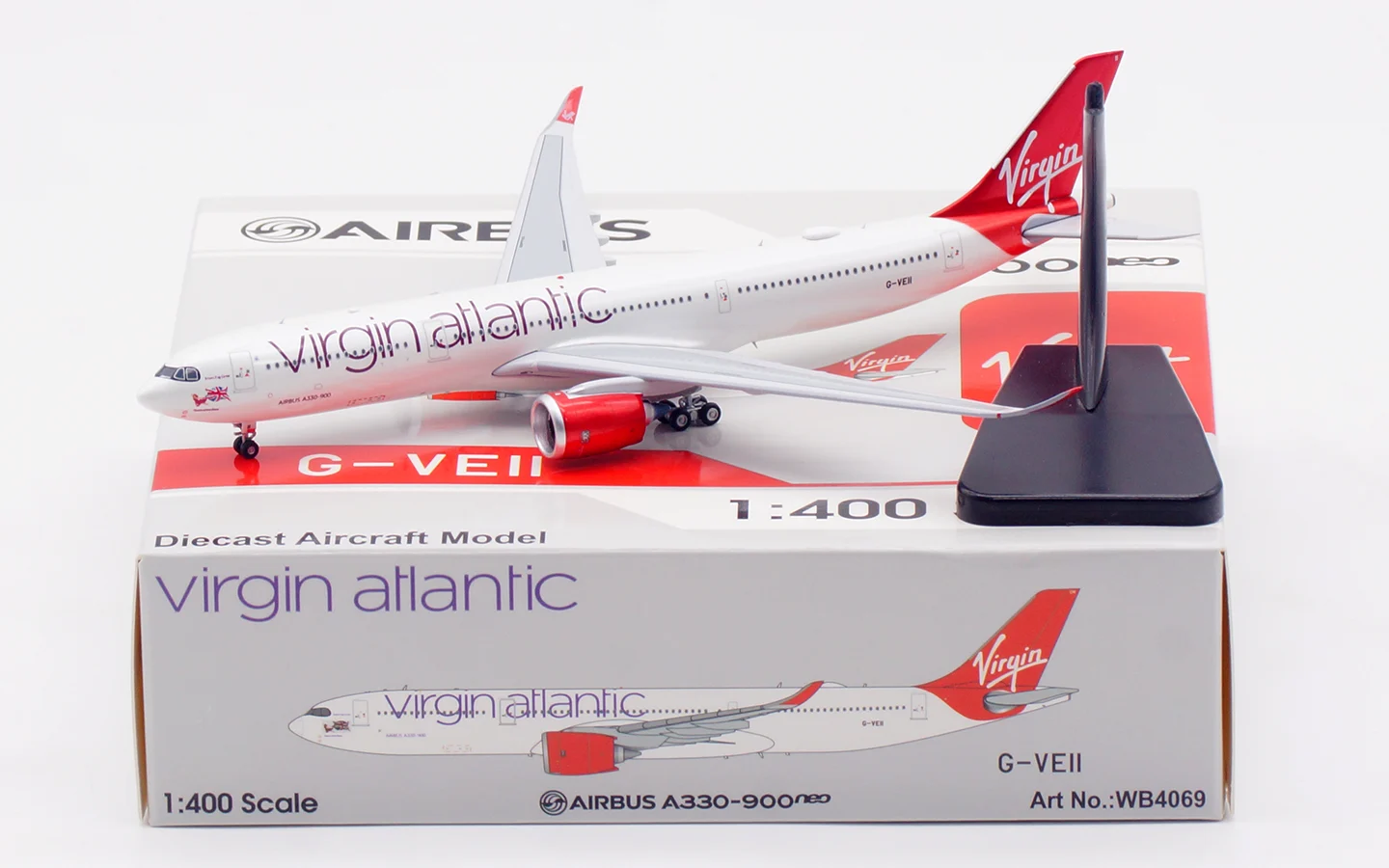 Collectible Diecast Aircraft Model Airbus A330-900neo WB4069 Aviation 1:400 Virgin Atlantic Reg: G-VEII