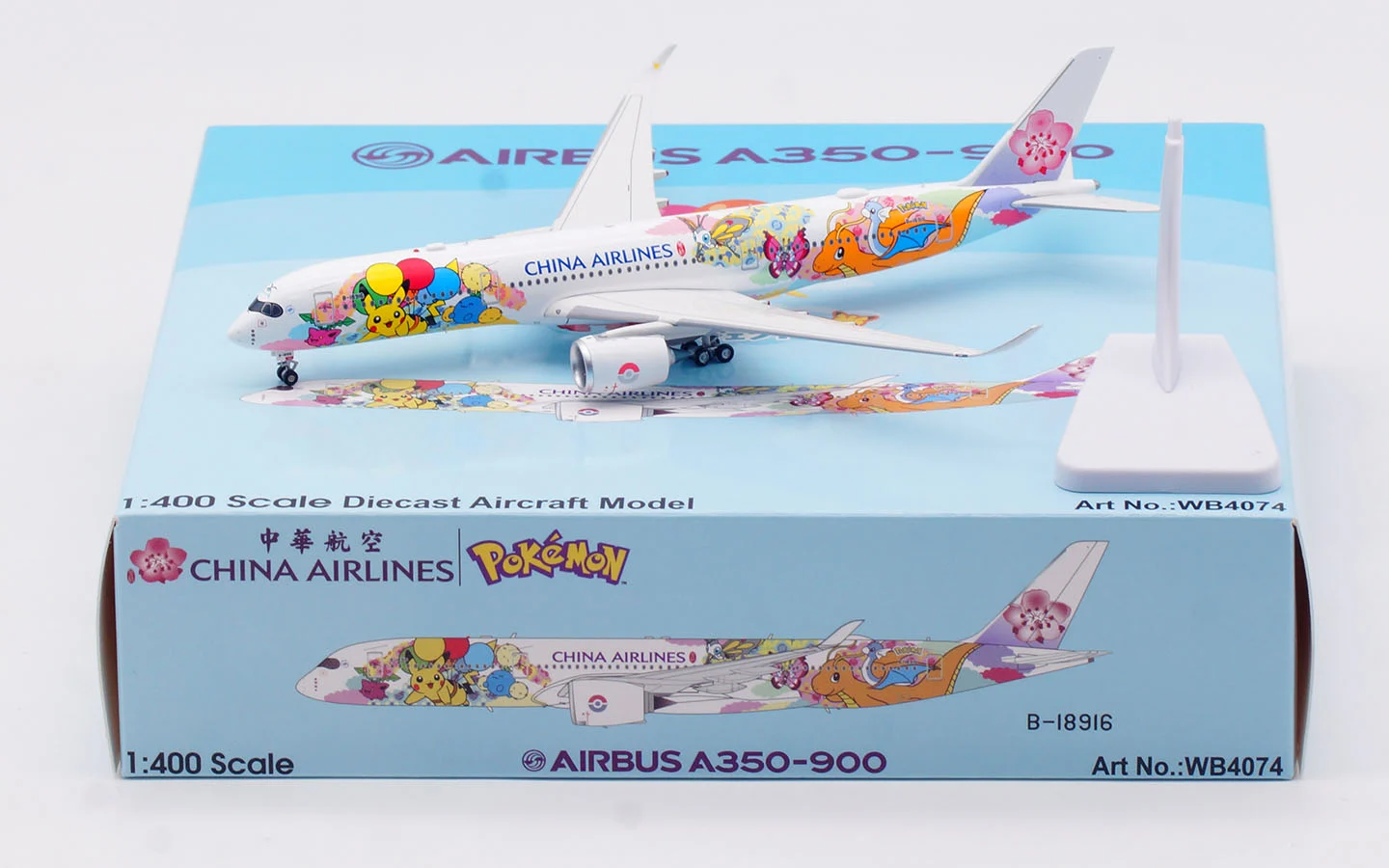 Collectible Diecast Aircraft Model Airbus A350-900 WB4074 "Pikachu Jet CI2" Aviation 1:400 China Airlines Reg: B-18916