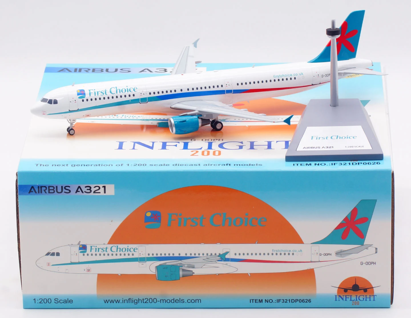 Collectible Diecast Aircraft Model Airbus A321-200 IF321DP0626 INFLIGHT 1:200 First Choice Airways Reg: G-OOPH
