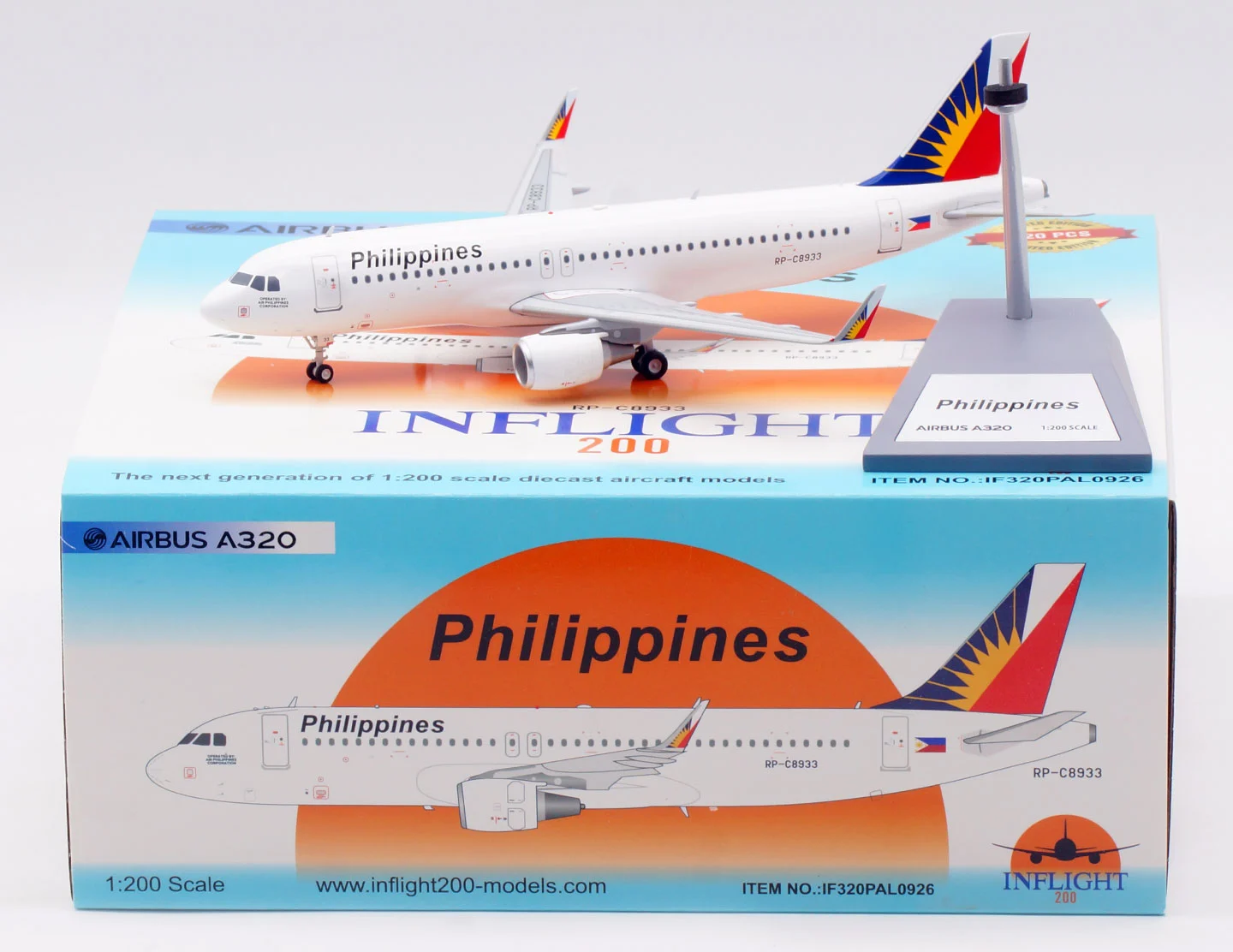 Collectible Diecast Aircraft Model Airbus A320 IF320PAL0926 INFLIGHT 1:200 Philippine Express PAL Reg: RP-C8933