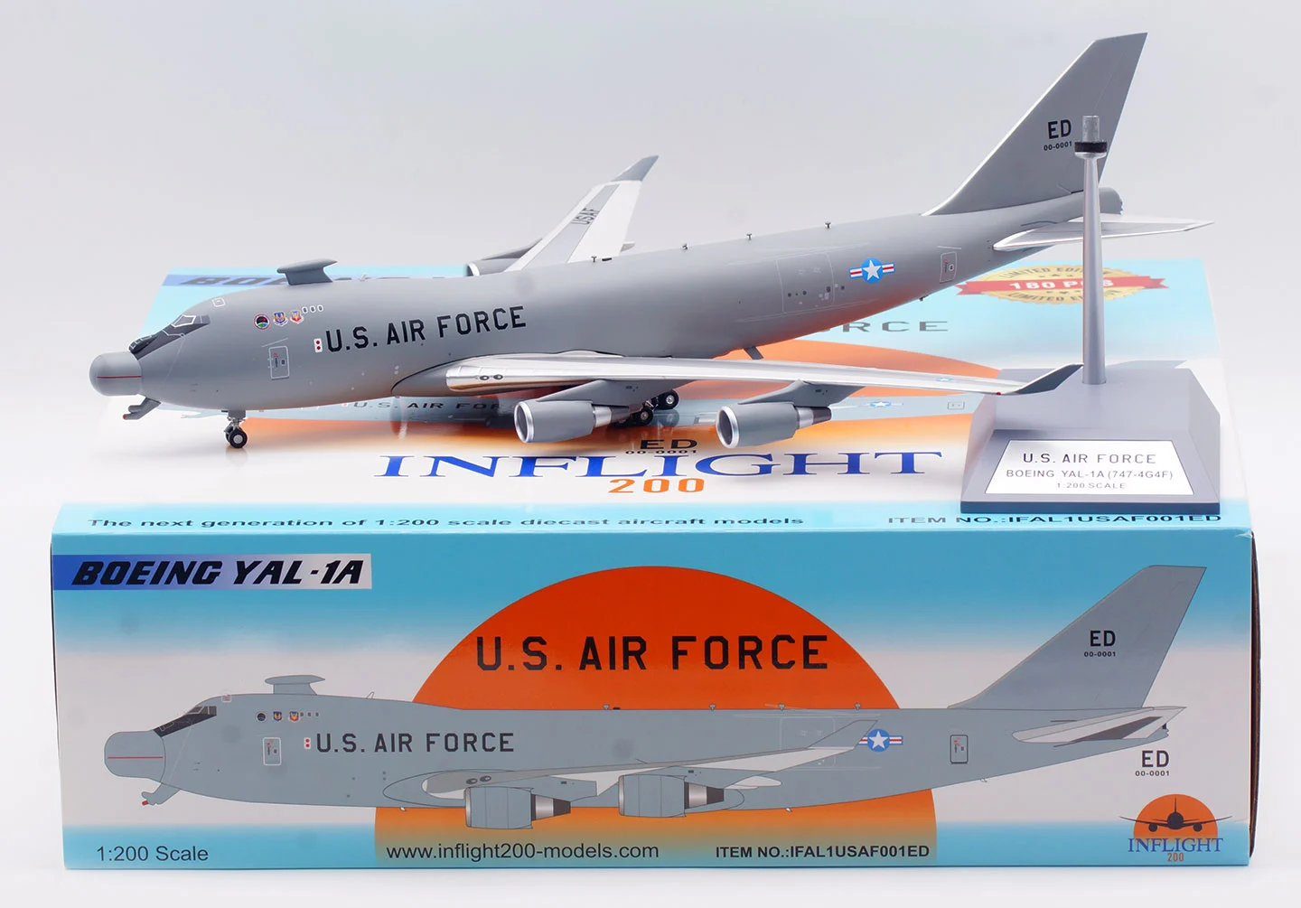 Collectible Diecast Aircraft Model Boeing YAL-1A (747-4G4F) IFAL1USAF001ED INFLIGHT 1:200 USA - Air Force Reg: 00-0001ED