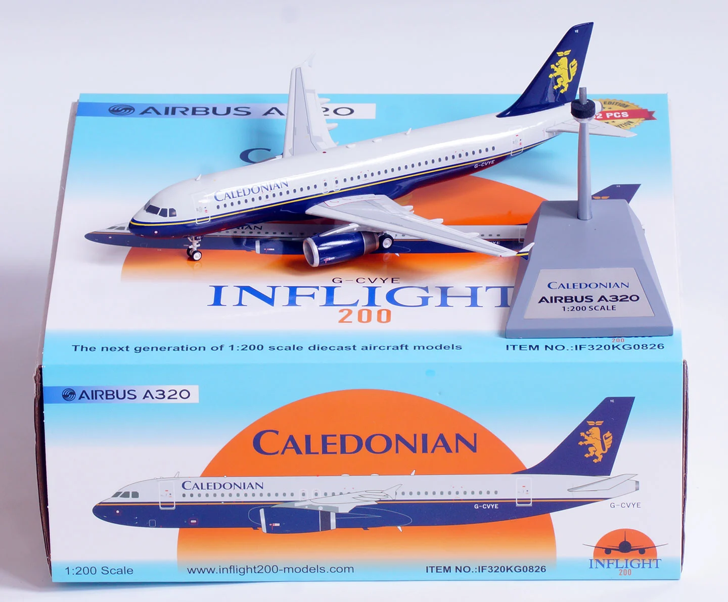 Collectible Diecast Aircraft Model Airbus A320 IF320KG0826 INFLIGHT 1:200 Caledonian Airways Reg: G-BVYA