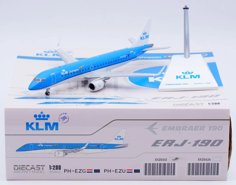 Collectible Diecast Aircraft Model ERJ 190-100STD XX20412 JC Wings 1:200 KLM Cityhopper Reg: PH-EZG