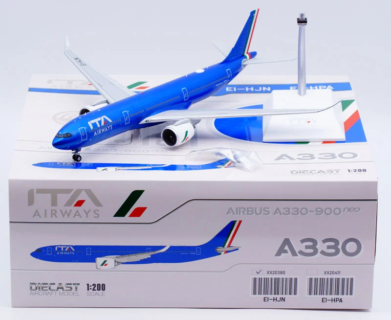 Collectible Diecast Aircraft Model Airbus A330-900NEO XX20380 JC Wings 1:200 ITA Airways Cargo Reg: EI-HJN