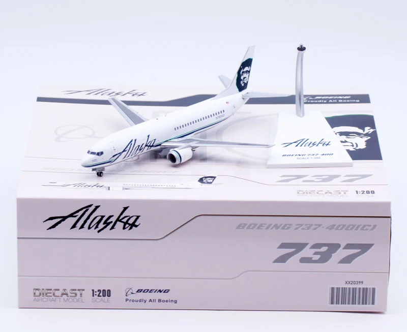 Collectible Diecast Aircraft Model Boeing B737-400 XX20399 JC Wings 1:200 Alaska Airlines Reg: N763AS