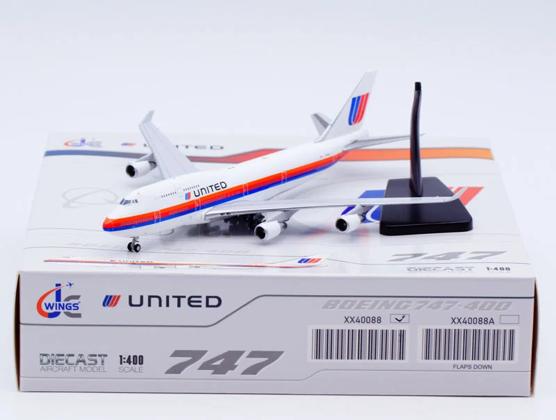 Collectible Diecast Aircraft Model Boeing B747-400 XX40088 JC Wings 1:400 United Airlines Reg: N185UA