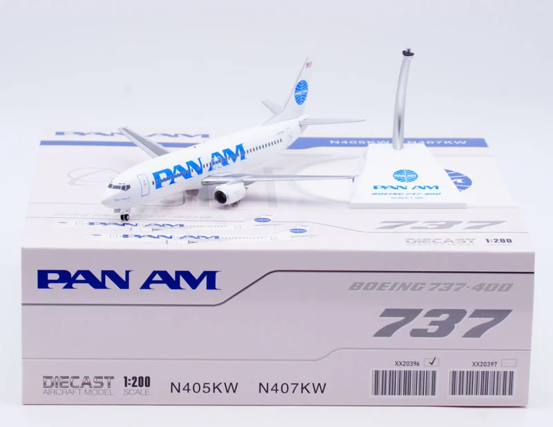 Collectible Diecast Aircraft Model Boeing B737-400 XX20396 JC Wings 1:200 Pan Am Reg: N405KW