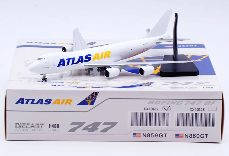 Collectible Diecast Aircraft Model Boeing B747-8F XX40147 JC Wings 1:400 Atlas Air "White" Reg: N859GT