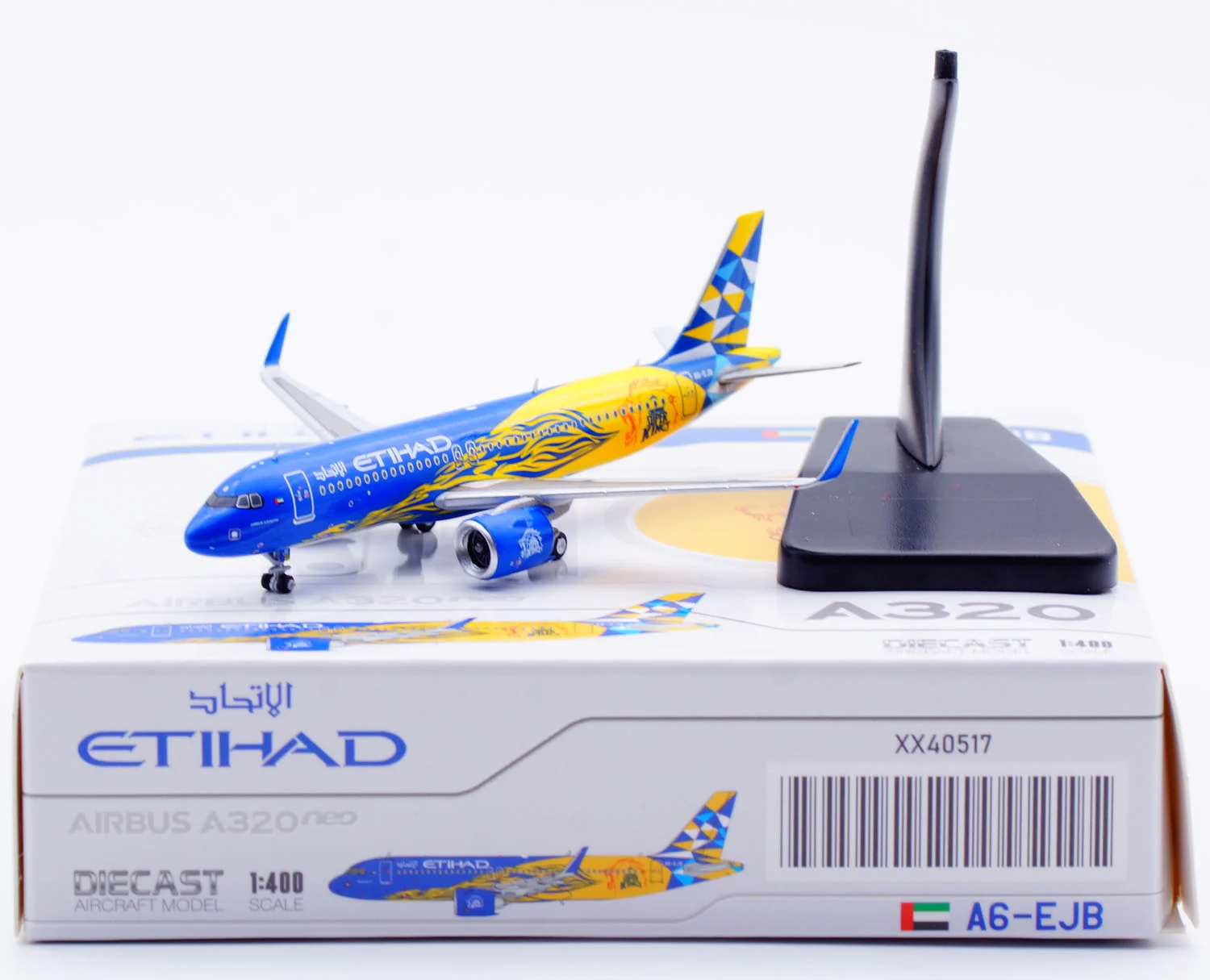 Collectible Diecast Aircraft Model Airbus A320 XX40517 JC Wings 1:400 Etihad Airways Reg: A6-EJB